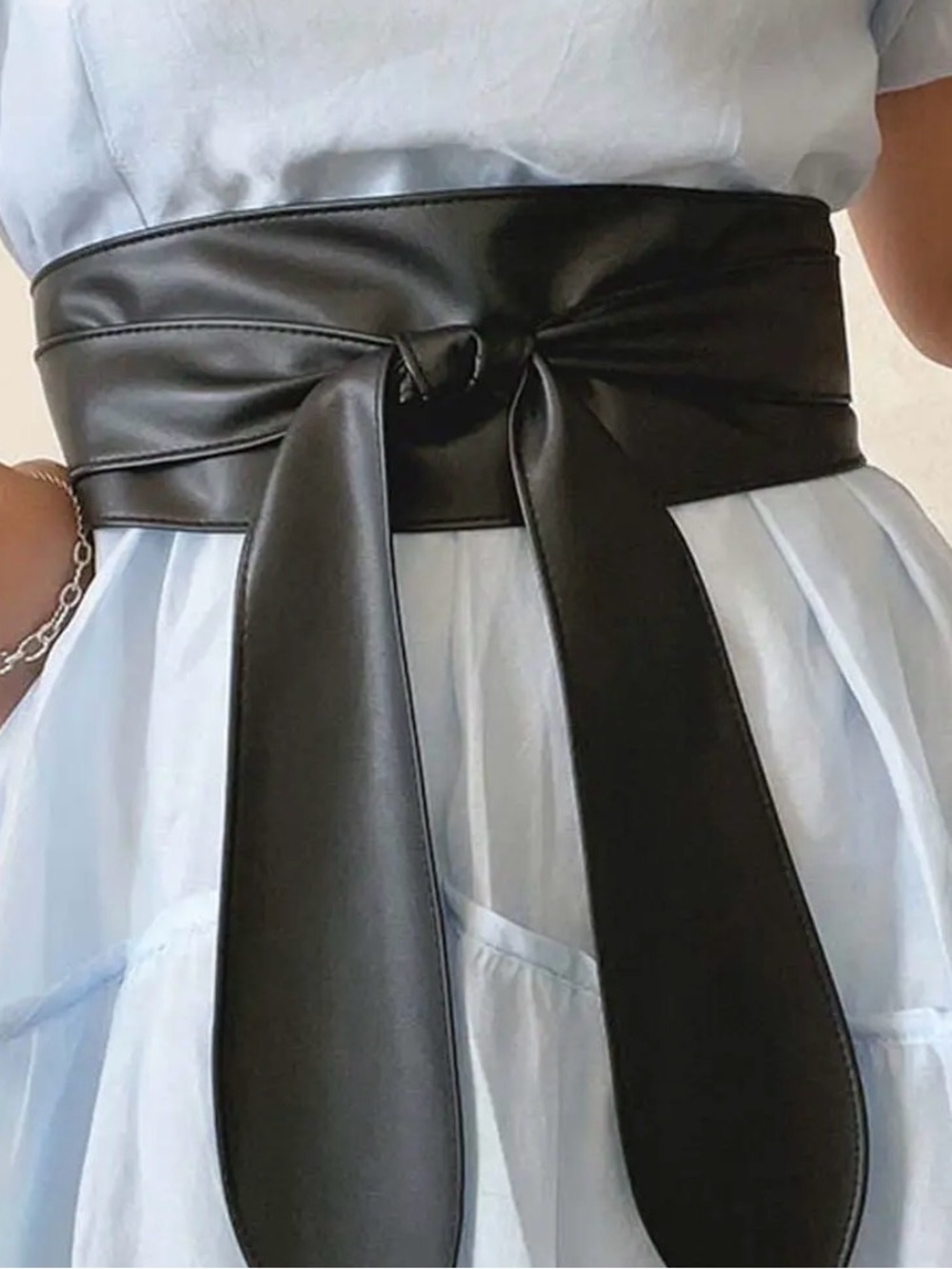 Trendy Black Wide Wrap Cinch Belt